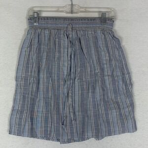 Drew Chambray Striped Smocked Waist Drawstring Skirt Women's Small Made‎ in USA